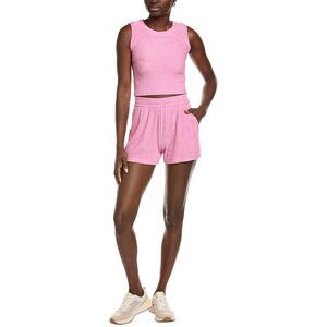 Marion Womens  2Pc Crinkle Crop Top & Short Set, Pink